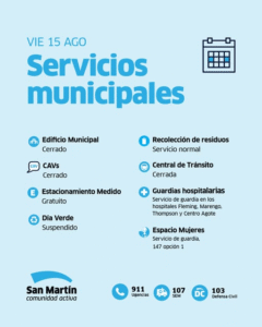 ASÍ FUNCIONARÁN LOS SERVICIOS DURANTE EL FIN DE SEMANA: