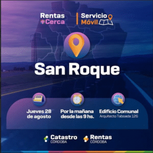 El día JUEVES 28 de AGOSTO desde las 9:00 hs estará presente el servicio móvil de RENTAS en nuestro Edificio Comunal asesorando a vecinos y atendiendo sus consultas.