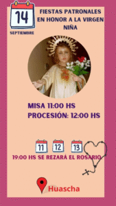 Los esperamos el 14 de septiembre para acompañar a nuestra amada Virgen Niña.