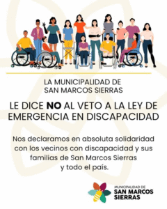 Nos declaramos en absoluta solidaridad con los vecinos con discapacidad y sus familias de San Marcos Sierras y todo el país.