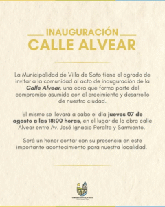 Inauguración de calle Alvear en Villa de Soto