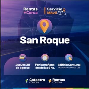 El día JUEVES 28 de AGOSTO desde las 9:00 hs estará presente el servicio móvil de RENTAS en nuestro Edificio Comunal asesorando a vecinos y…