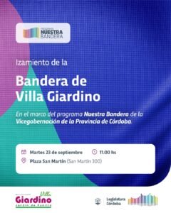 La Municipalidad de Villa Giardino invita a vecinos e instituciones al Izamiento de la Bandera Oficial de Villa Giardino, en el marco del pr…