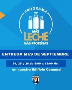 Entrega mes de septiembre para los beneficiarios del programa Más Leche Más Proteínas….