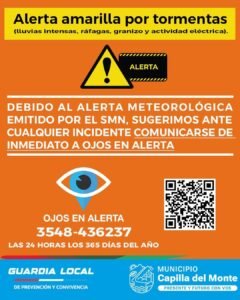 ALERTA AMARILLA POR TORMENTAS…