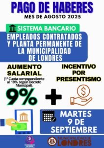 PAGO DE HABERES – MES DE AGOSTO 2025…