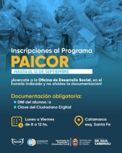 ¡Ya podés inscribirte al Programa PAICor!…