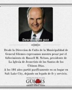 Desde la Municipalidad de General Güemes acompañamos con respeto a la comunidad de La Iglesia de Jesucristo de los Santos de los Últimos Dí…