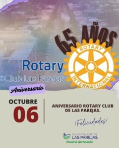 6 de octubre – 65 ANIVERSARIO ROTARY CLUB DE LAS PAREJAS….