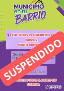 La Municipalidad de Londres informa que la reunión del programa “Municipio en tu Barrio”, prevista para este jueves 09 en el barrio Martín G…