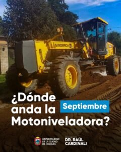 Durante septiembre, continuamos fortaleciendo el mantenimiento de nuestras calles con trabajos de motoniveladora en distintos barrios de la …