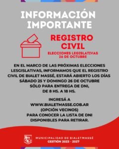 ELECCIONES LEGISLATIVAS 26 DE OCTUBRE…