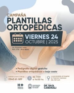 El viernes 24 de octubre llega la Campaña de Plantillas Ortopédicas al Hospital Municipal Dr. Armando Cima….