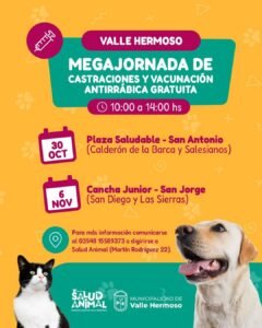 Mega Jornada Gratuita de Castraciones y Vacunación Antirrábica…