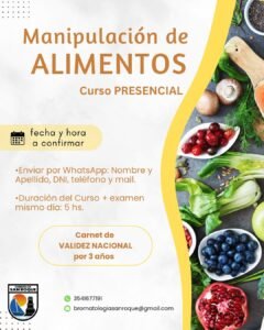 Curso PRESENCIAL de Manipulación de Alimentos…