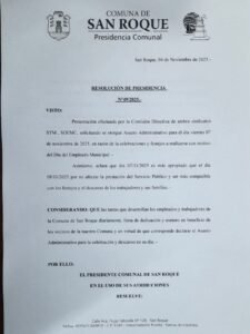 Informamos a los vecinos que se declara ASUETO ADMINISTRATIVO de acuerdo a resolución N⁰ 49/25 el día viernes 7/11 con motivo del día del E…