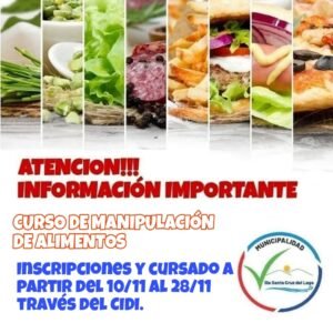 Se informa a los vecinos que se dictará una nueva edición del curso online de Manipulación de Alimentos….