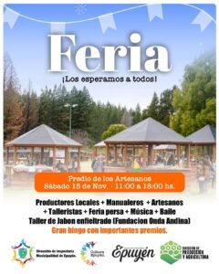 Desde el área de Inspectoría y Dirección de Turismo de la municipalidad de Epuyen estamos organizando una jornada especial para el *sábado …