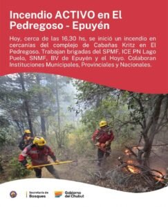INCENDIO ACTIVO en El Pedregoso – Epuyén…