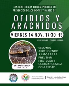 Recordatorio – Capacitación en Prevención de Accidentes y Manejo de Ofidios y Arácnidos…