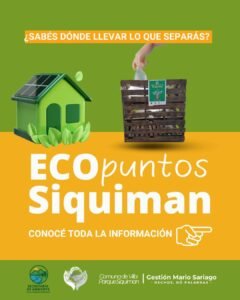 En Siquiman ya contamos con Ecopuntos para que cada vecino pueda disponer sus reciclables y sigamos cuidando juntos nuestra localidad….