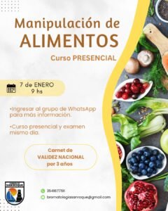 Curso PRESENCIAL de Manipulación de Alimentos…