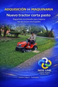 Con la incorporación de un nuevo tractor corta pasto, seguimos fortaleciendo el trabajo municipal para mantener nuestros espacios públicos …