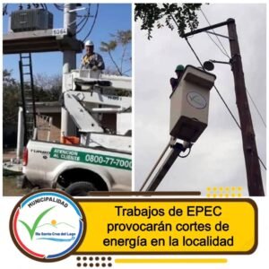 Se informa a la comunidad que personal de EPEC se encuentra realizando trabajos de recambio de postes y renovación del tendido eléctrico….