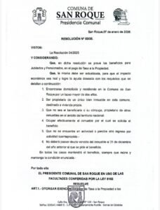 El Presidente de la Comuna informa que, a través de la Resolución N°3/2026, se actualizaron los montos para la eximición del pago de tasa a…