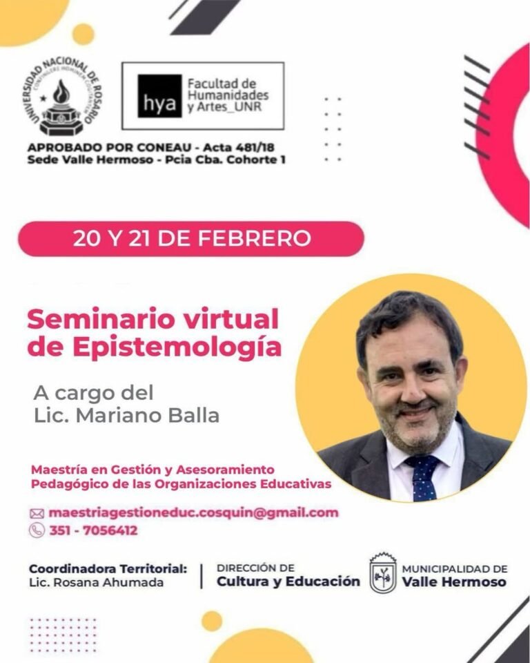 Nuevo seminario en el marco de la Maestría en Gestión y Asesoramiento Pedagógico de las Organizaciones Educativas que se dicta en Valle Her…