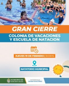 GRAN CIERRE DE LA COLONIA DE VACACIONES Y ESCUELA DE NATACIÓN…