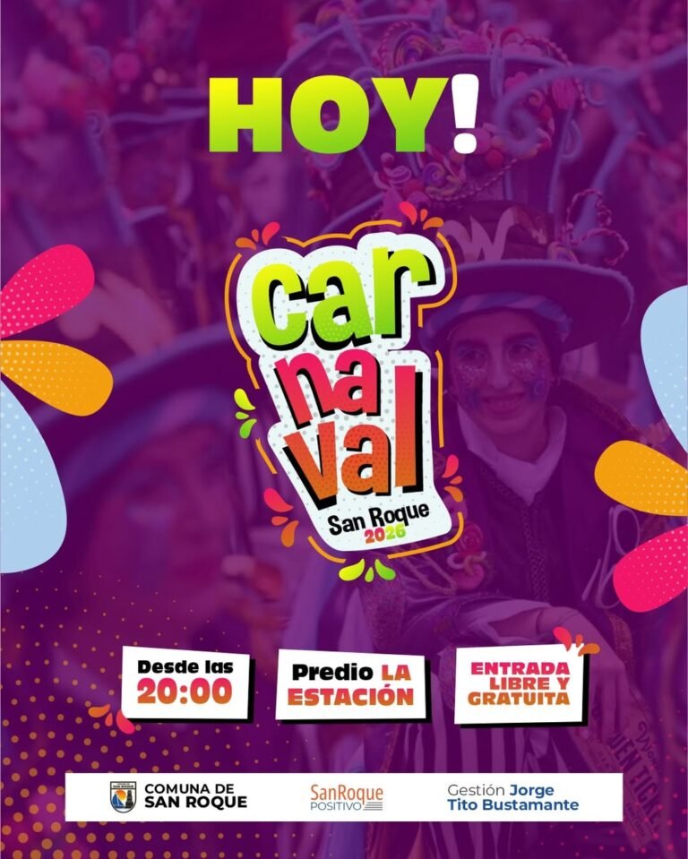 LLEGARON LOS CARNAVALES A SAN ROQUE!!! Te esperamos desde las 20 hs en el predio “La Estación” para disfrutar en familia junto a la música…
