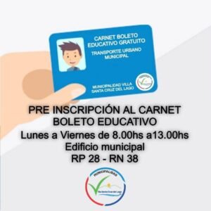 Informamos que se encuentra abierta la preinscripción al Boleto Educativo Gratuito del Transporte Urbano Municipal….