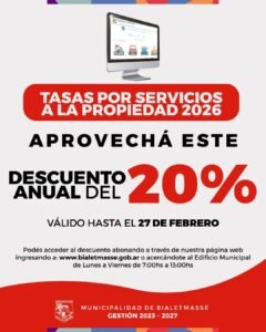 Descuento anual en la Tasa por Servicio a la Propiedad…