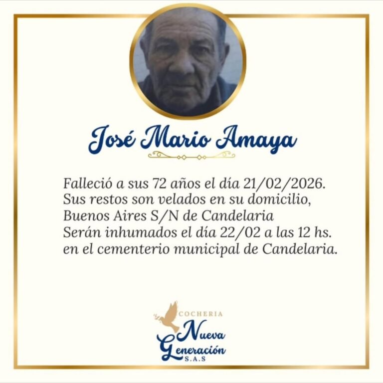 Ha fallecido en nuestra localidad José Mario Amaya, sus restos están siendo velado en su domicilio, en la calle Buenos Aires de nuestra loca…