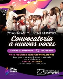 CONVOCATORIA A NUEVAS VOCES – CORO INFANTO JUVENIL MUNICIPAL…