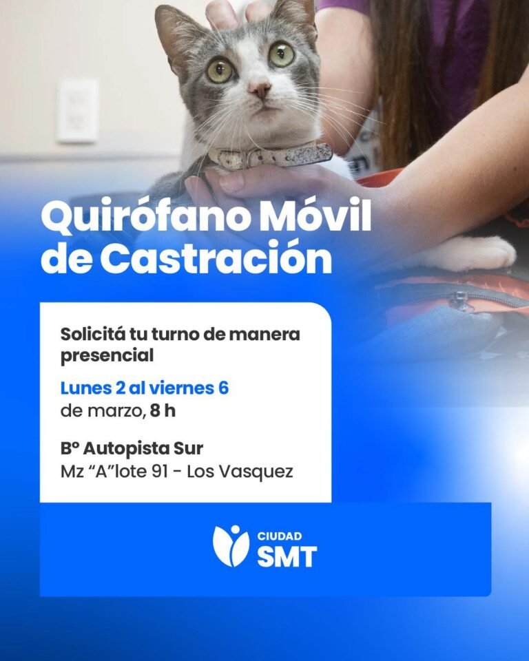 Nuestro quirófano veterinario móvil de castraciones llevará sus servicios gratuitos al barrio Autopista Sur….