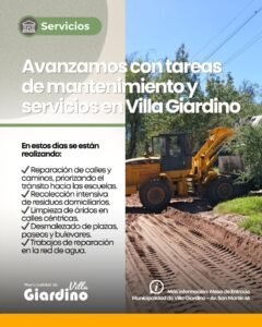 Avanzamos con tareas de mantenimiento y servicios en Villa Giardino…