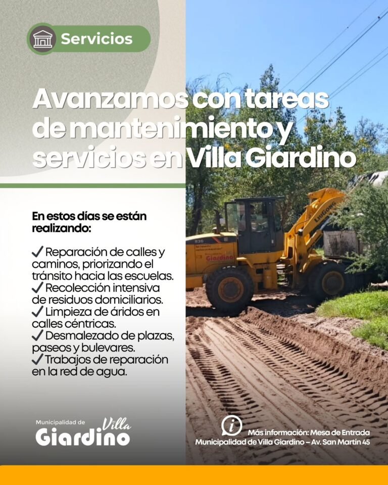 Avanzamos con tareas de mantenimiento y servicios en Villa Giardino…