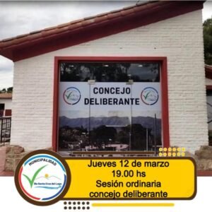 Informamos que mañana jueves, 12 de marzo de 2026, se realizará a las 19:00 hs la sesión ordinaria correspondiente con el siguiente orden de…