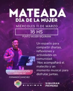 En el marco de esta fecha tan significativa, Punto Mujer Siquiman invita a participar de la Mateada de Mujeres , un encuentro pensado para c…
