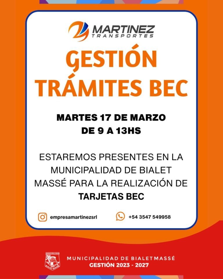 La Municipalidad de Bialet Massé informa que mañana martes 17 de marzo, personal de la Empresa Martinez se hará presente en el Edificio Mun…