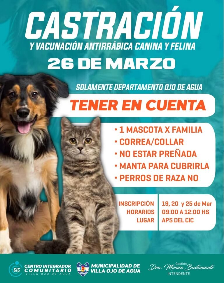 CASTRACIÓN CANINA Y FELINA | VACUNA ANTIRRÁBICA…