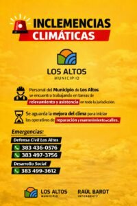 Inclemencias climáticas en la Jurisdicción de Los Altos…