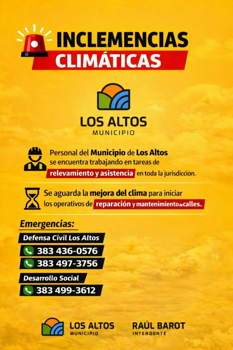 Inclemencias climáticas en la Jurisdicción de  Los Altos…