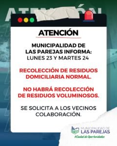 MUNICIPALIDAD DE LAS PAREJAS INFORMA:…