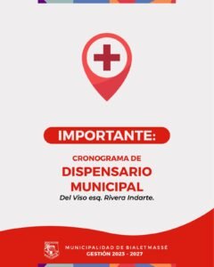  Les compartimos el cronograma de Atención Médica del Dispensario Municipal…