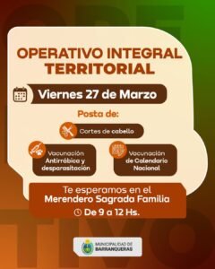 Mañana, viernes 27/03, nuestros equipos estarán en el merendero Sagrada Familia con postas de vacunación antirrábica y desparasitación, cor…