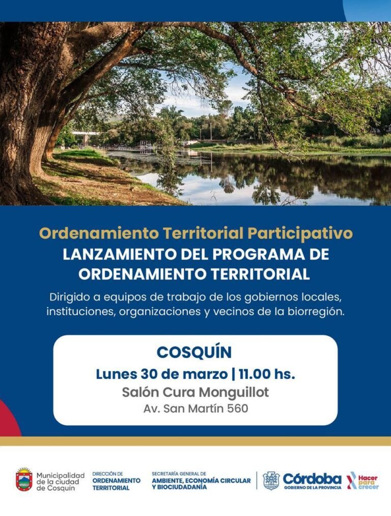 En el marco del Programa de Ordenamiento Territorial de la Biorregión Cosquín – Yuspe, la Dirección General de Ordenamiento Territorial de l…