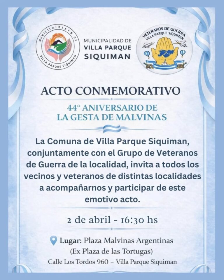 Acto conmemorativo – 44° Aniversario de la Gesta de Malvinas…
